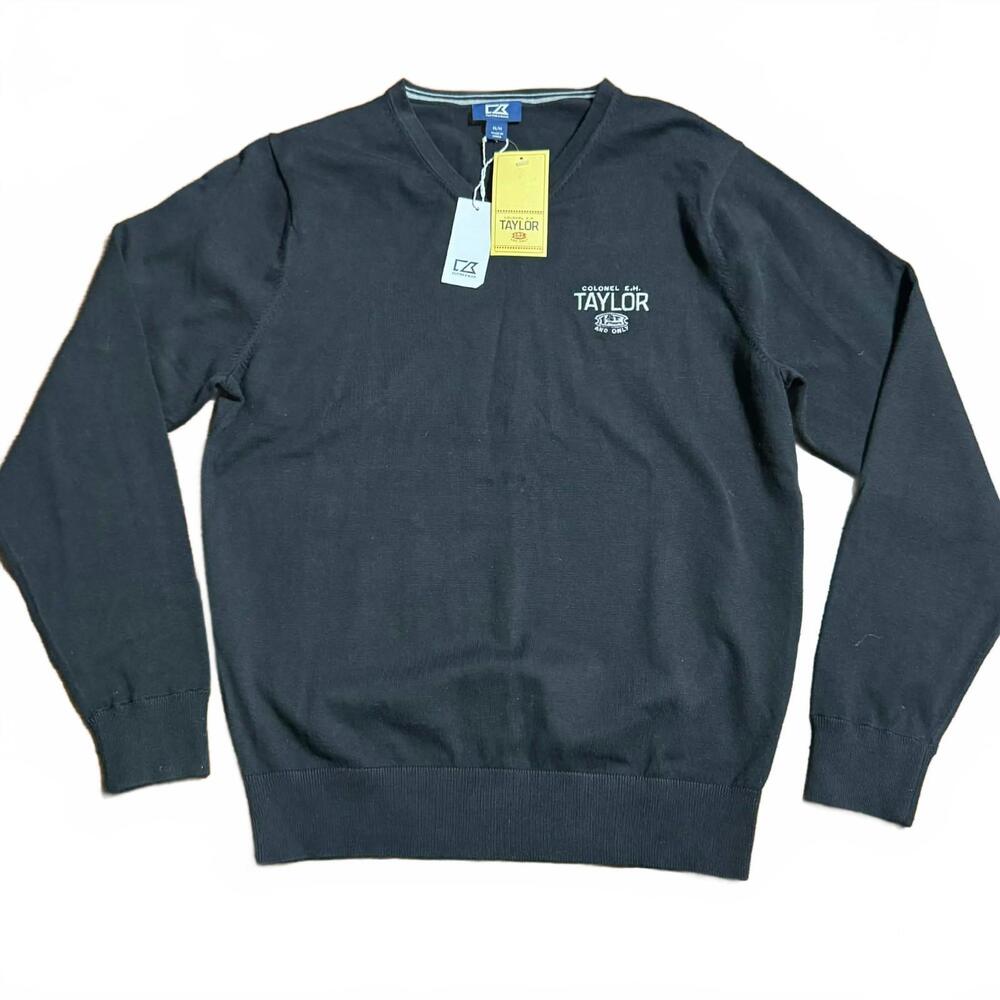 NWT Cutter and Buck Colonel E.H. TAYLOR V Neck Sweater Pull over Size Med